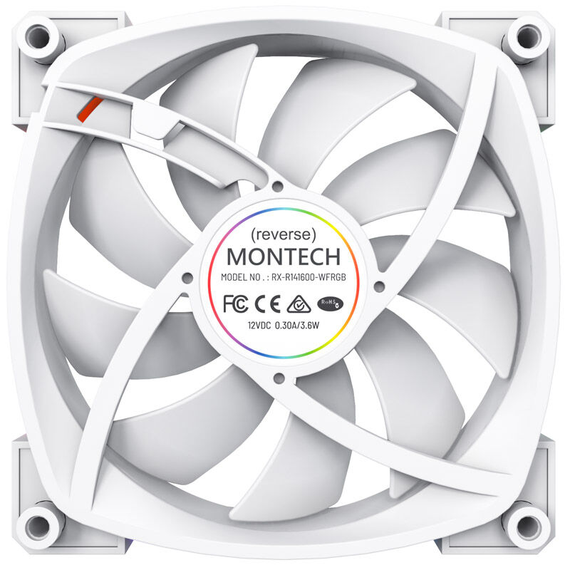 Montech RX140 PWM ARGB reverse fan - 140mm, white