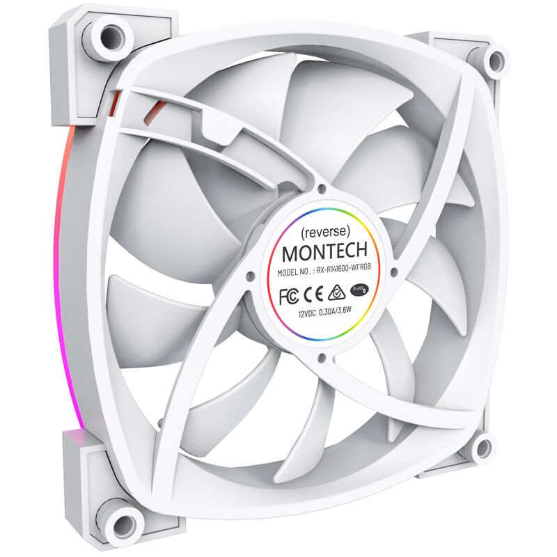 Montech RX140 PWM ARGB reverse fan - 140mm, white