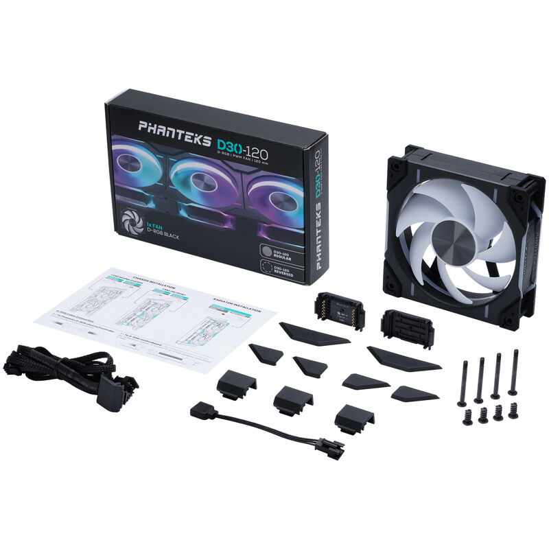 PHANTEKS D30 PWM D-RGB Regular Airflow fan - 120mm, black