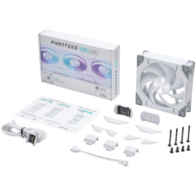 PHANTEKS D30 PWM Regular Airflow D-RGB fan - 120mm, white : image 8