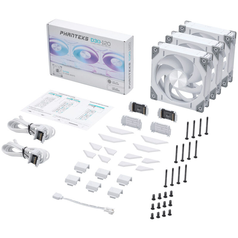 PHANTEKS D30 PWM Regular Airflow D-RGB fan, Triple Pack - 120mm, white : image 10