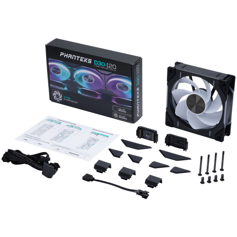 PHANTEKS D30 PWM Reverse Airflow D-RGB fan - 120mm, black