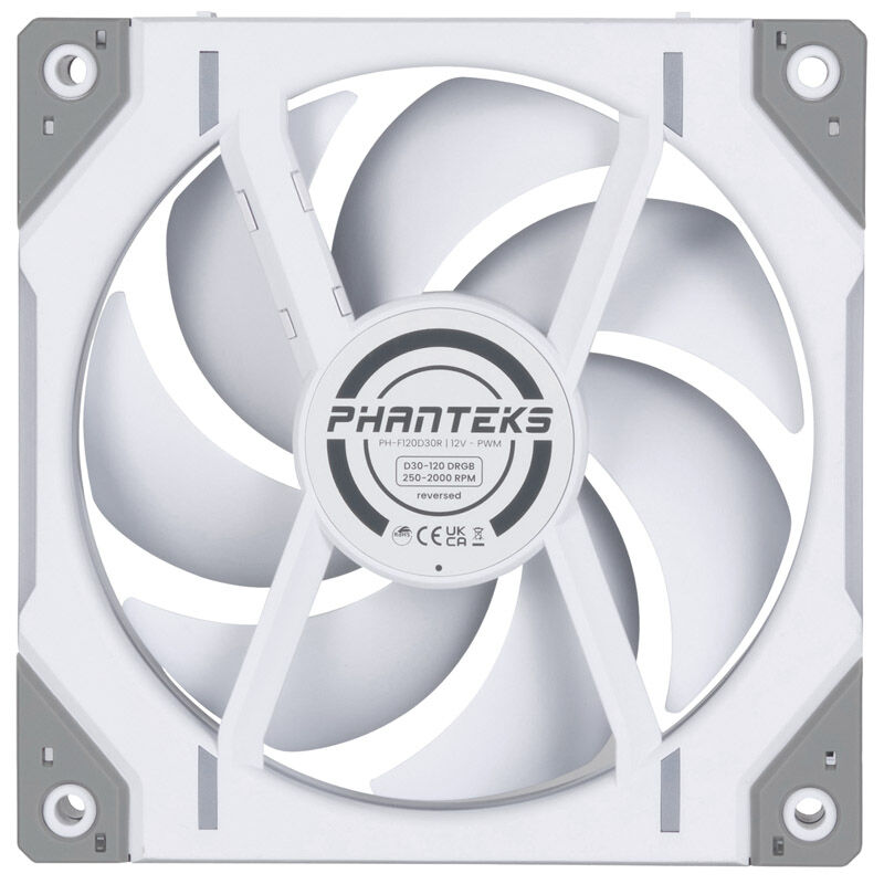 PHANTEKS D30 PWM Reverse Airflow D-RGB fan - 120mm, white