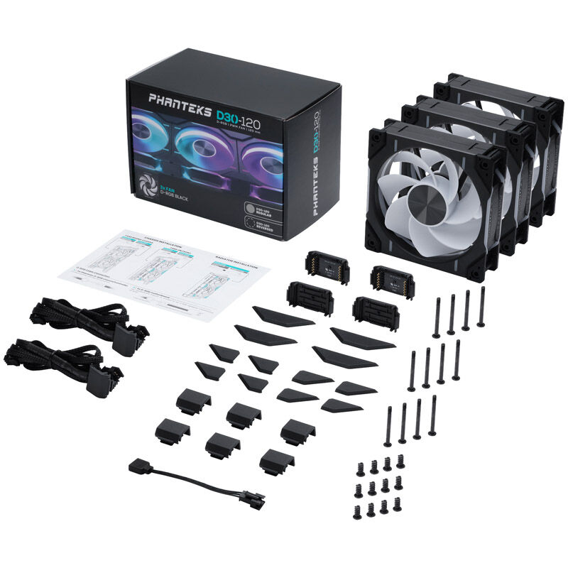 PHANTEKS D30 PWM Reverse Airflow D-RGB fan, triple pack - 120mm, black : image 10