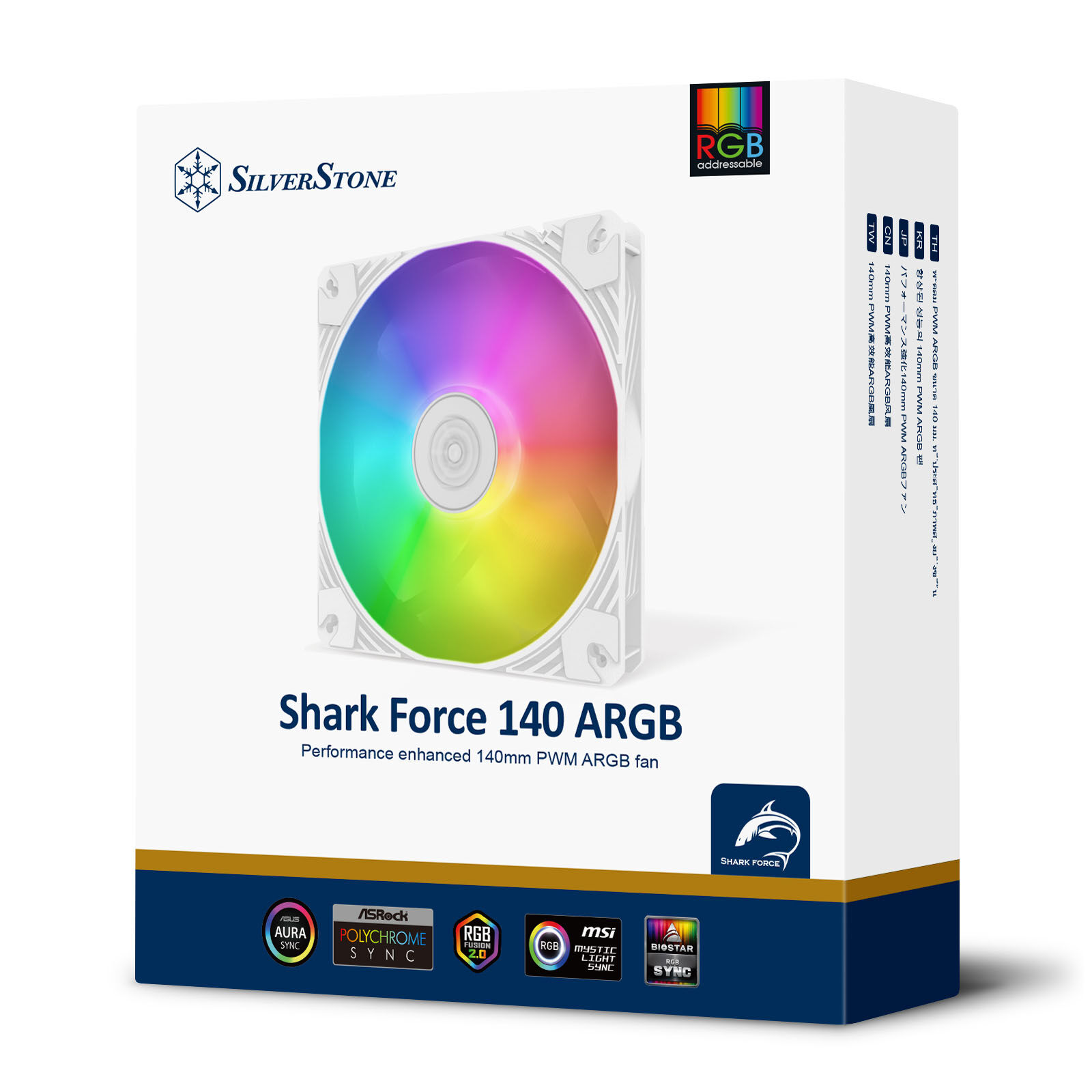 SilverStone Shark Force ARGB fan, 140 mm - white