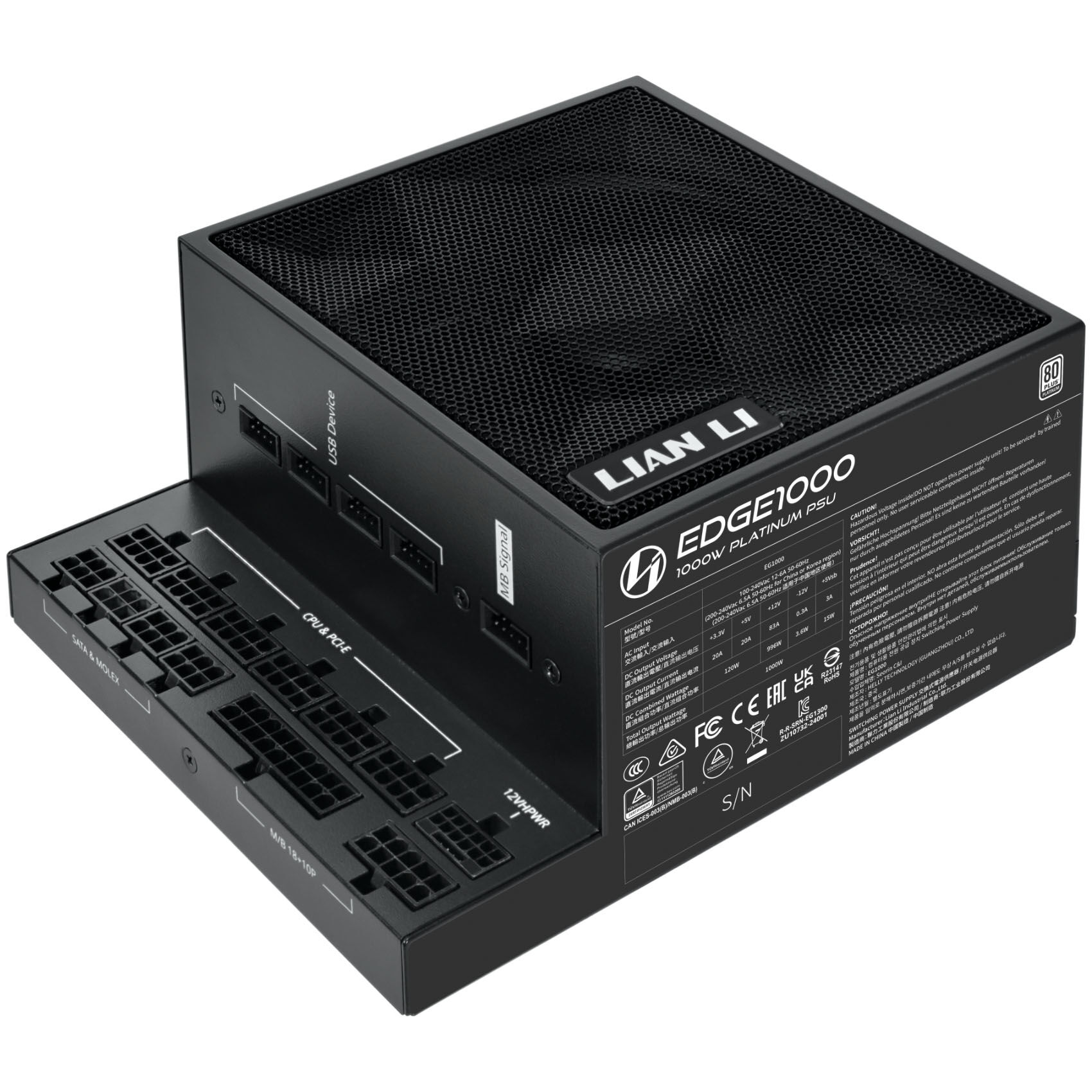 Lian Li EDGE EG1000 80 PLUS Platinum power supply, PCIe 5.1, ATX 3.1 - 1000 Watt, black : image 5