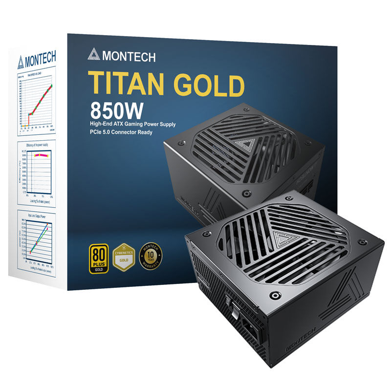 Montech Titan Gold 850W - 80 PLUS and Cybenetics Gold, modular, PCIe 5.0 - 850 Watt