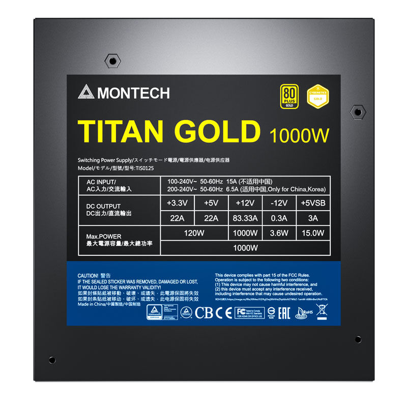 Montech Titan Gold 1000W - 80 PLUS and Cybenetics Gold, modular, PCIe 5.0 - 1000 Watt