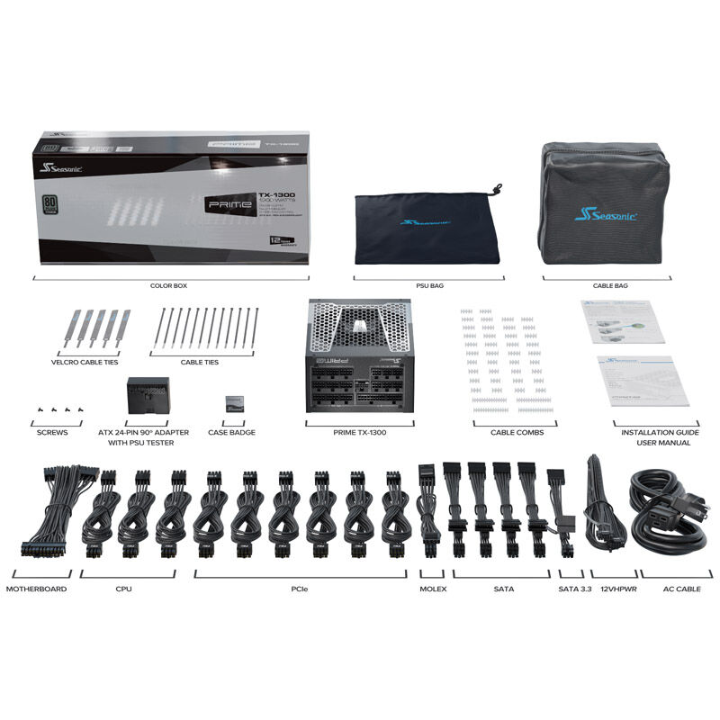 Seasonic Prime TX-1300, 80 PLUS Titanium power supply, modular, ATX 3.0, PCIe 5.0 - 1300 Watt