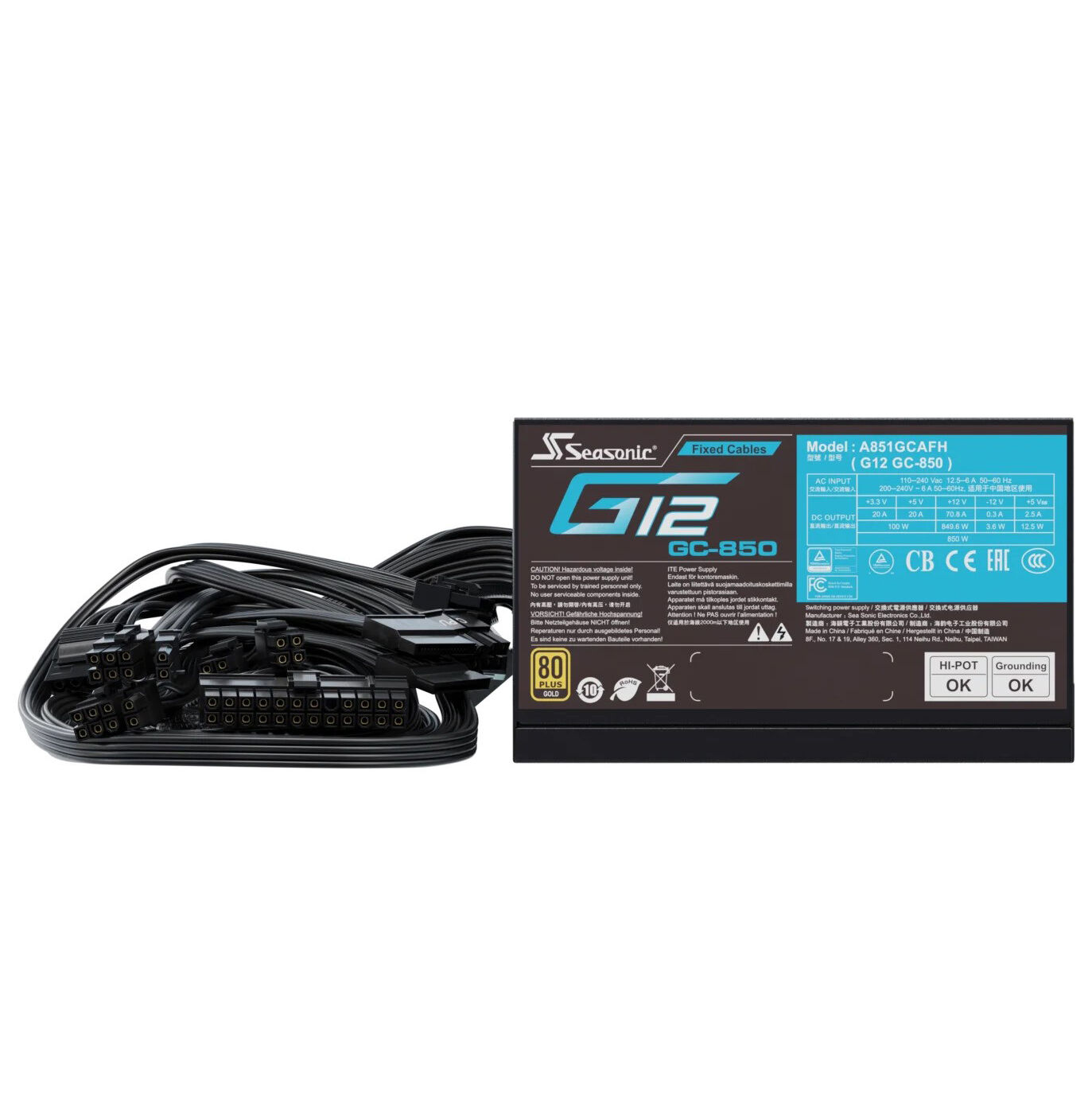 Seasonic G12 GC 80 PLUS Gold power supply - 850 Watt, black
