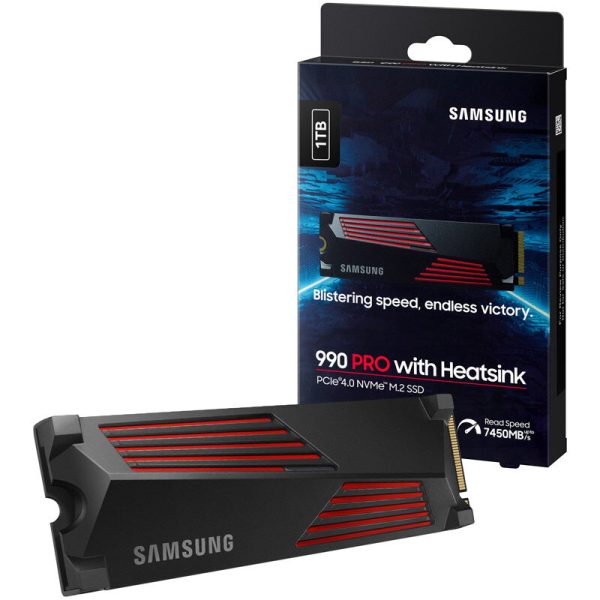 SAMSUNG 990 PRO Series NVMe SSD, PCIe 4.0 M.2 Type 2280, with heatsink – 1TB