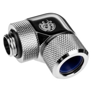 BitsPower Advanced adapter 90 degrees G1/4 inch AG to 14mm OD hard tube - rotatable, silver : image 1