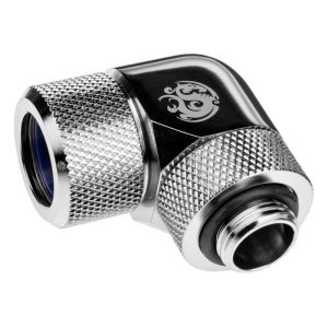 BitsPower Advanced adapter 90 degrees G1/4 inch AG to 14mm OD hard tube - rotatable, silver : image 2