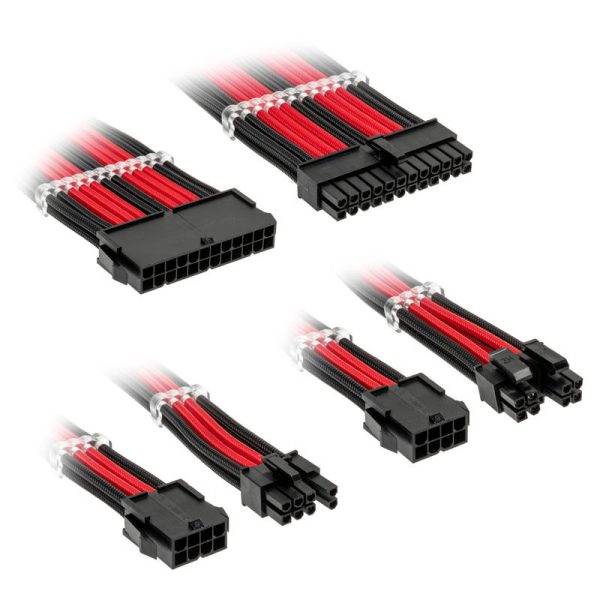 kolink Core Standard Braided Cable Extension Kit – Jet Black/Racing Red