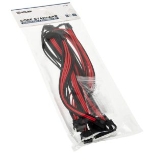 kolink Core Standard Braided Cable Extension Kit - Jet Black/Racing Red