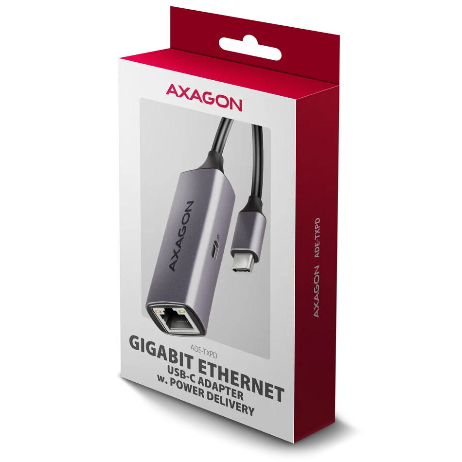 AXAGON ADE-TXPD Gigabit Ethernet Adapter, USB-C - titanium gray