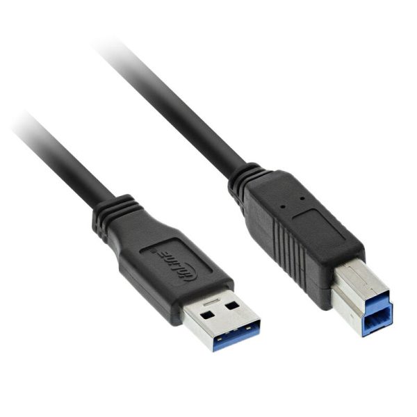 Inline USB 3.0 cable, A to B, black – 2m