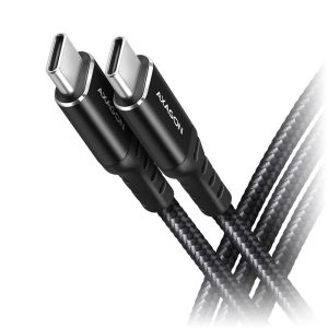 AXAGON BUCM-CM10AB USB-C to USB-C 2.0 Cable, 1m, PD 60W, 3A, Braided - black