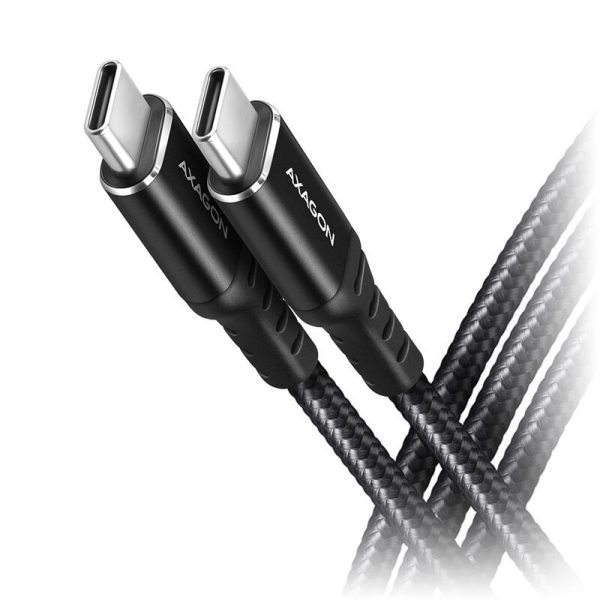 AXAGON BUCM-CM10AB USB-C to USB-C 2.0 Cable, 1m, PD 60W, 3A, Braided – black
