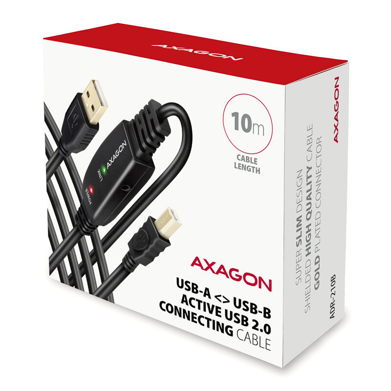 AXAGON ADR-210B active USB 2.0 connection cable, USB-A to USB-B - 10m : image 3