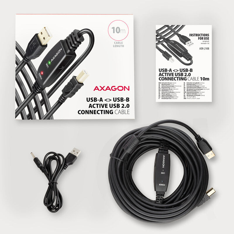 AXAGON ADR-210B active USB 2.0 connection cable, USB-A to USB-B - 10m : image 4