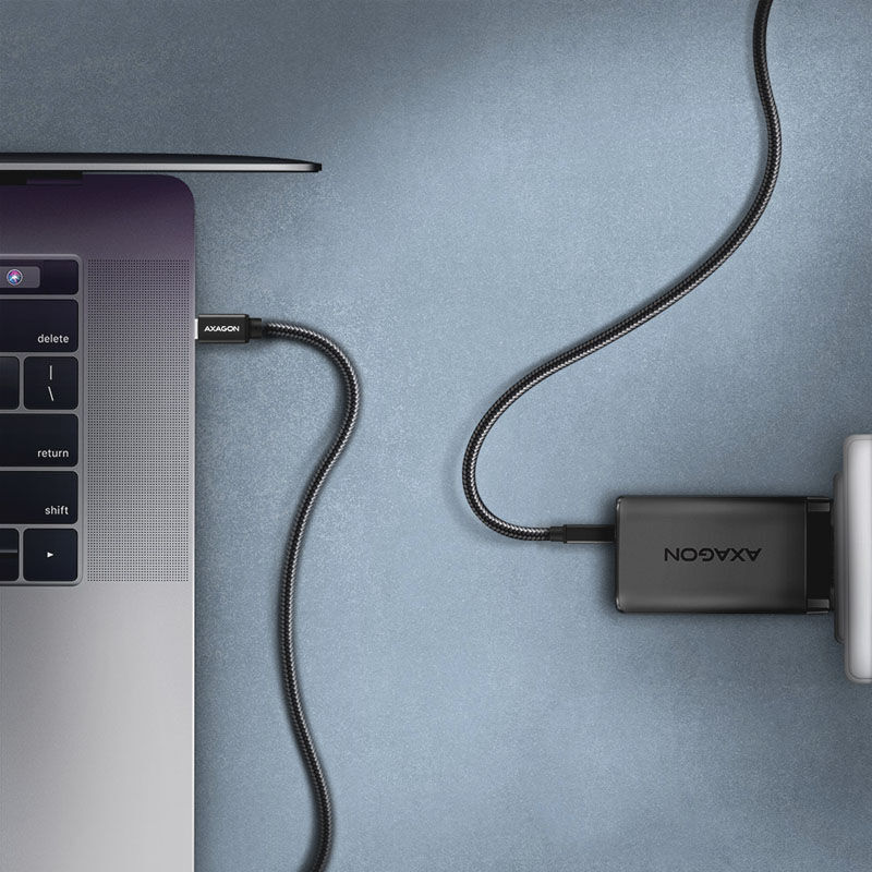 AXAGON BUCM-CM10AB USB-C to USB-C 2.0 Cable, 1.5m, PD 60W, 3A, Braided - Black