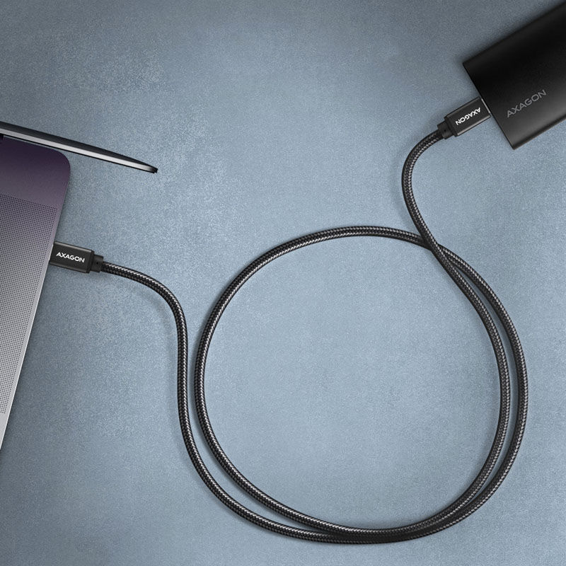 AXAGON BUCM-CM10AB USB-C to USB-C 2.0 Cable, 1.5m, PD 60W, 3A, Braided - Black
