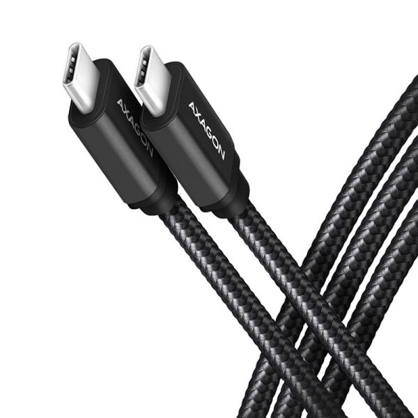 AXAGON BUCM-CM10AB USB-C to USB-C 2.0 Cable, 1.5m, PD 60W, 3A, Braided – Black