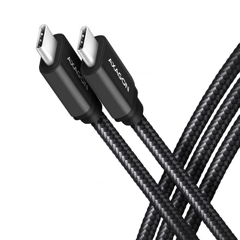 AXAGON BUCM-CM10AB USB-C to USB-C 2.0 Cable, 1.5m, PD 60W, 3A, Braided - Black
