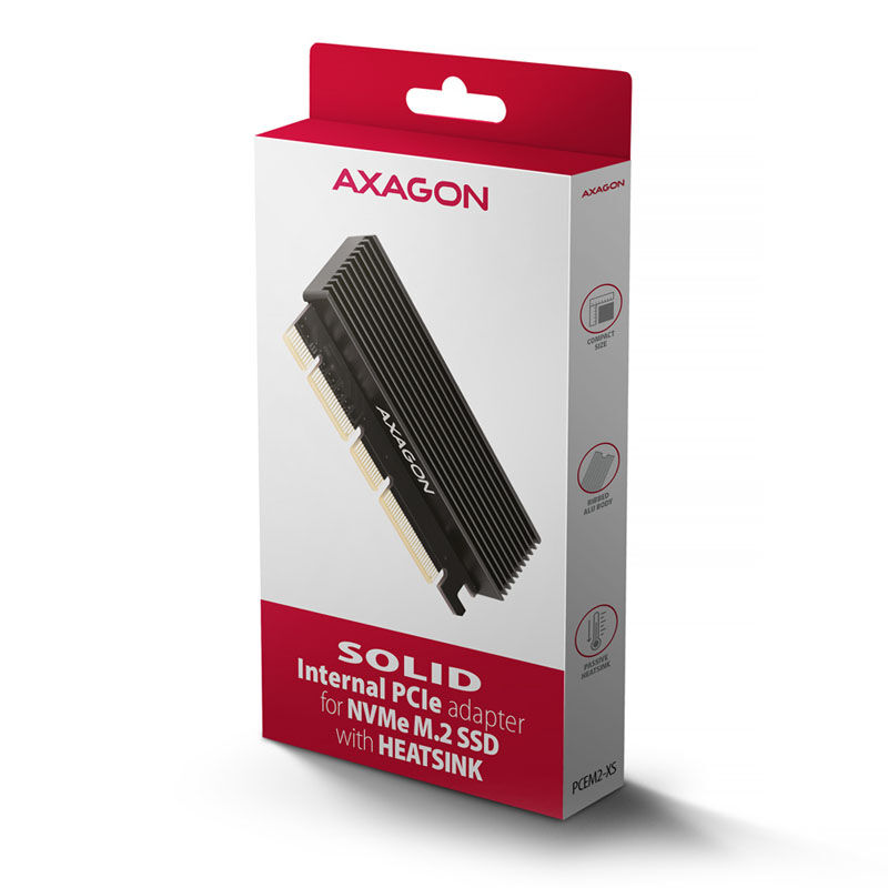 AXAGON PCEM2-XS PCI-E 3.0 16x - M.2 SSD NVMe, 80 mm SSD - low profile