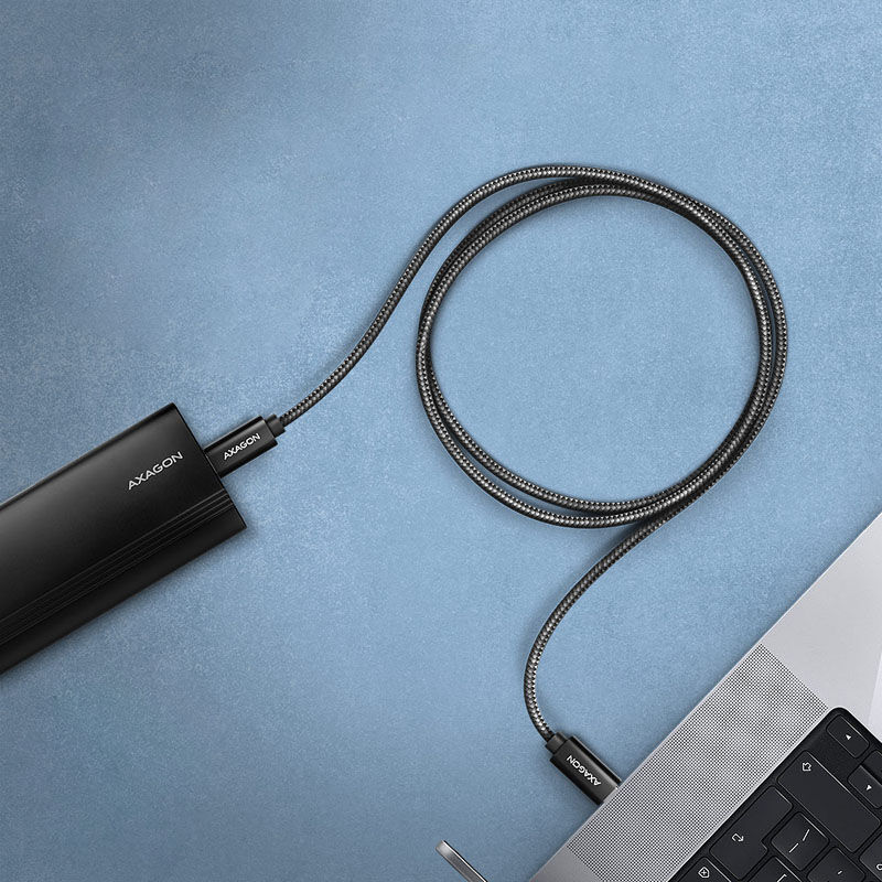 AXAGON BUCM4X-CM10AB USB-C to USB-C cable, USB4 Gen 3x2, 1 m, PD 240W, 8K HD, ALU, braided - black