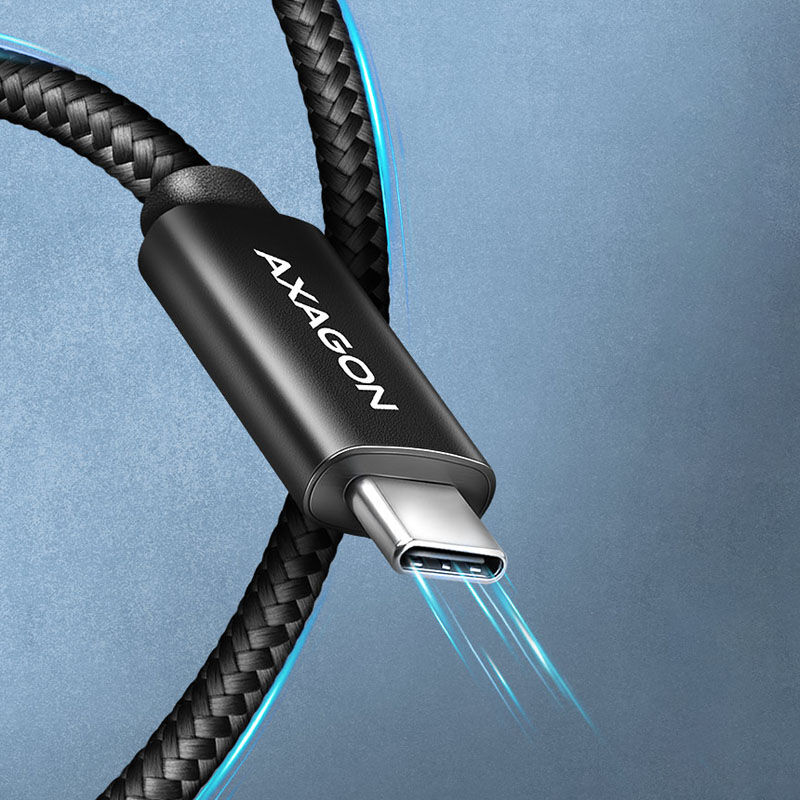 AXAGON BUCM4X-CM10AB USB-C to USB-C cable, USB4 Gen 3x2, 1 m, PD 240W, 8K HD, ALU, braided - black