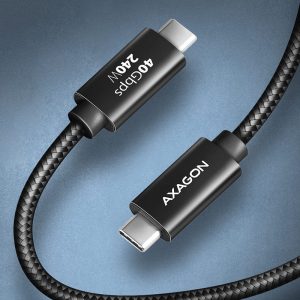 AXAGON BUCM4X-CM10AB USB-C to USB-C cable, USB4 Gen 3x2, 1 m, PD 240W, 8K HD, ALU, braided - black