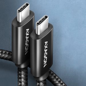 AXAGON BUCM4X-CM10AB USB-C to USB-C cable, USB4 Gen 3x2, 1 m, PD 240W, 8K HD, ALU, braided - black