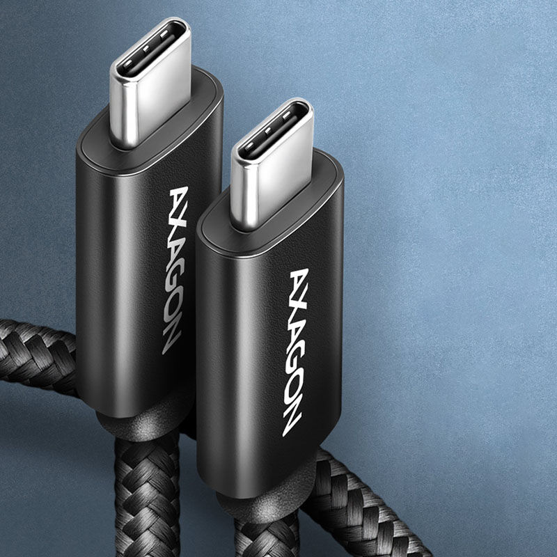 AXAGON BUCM4X-CM10AB USB-C to USB-C cable, USB4 Gen 3x2, 1 m, PD 240W, 8K HD, ALU, braided - black