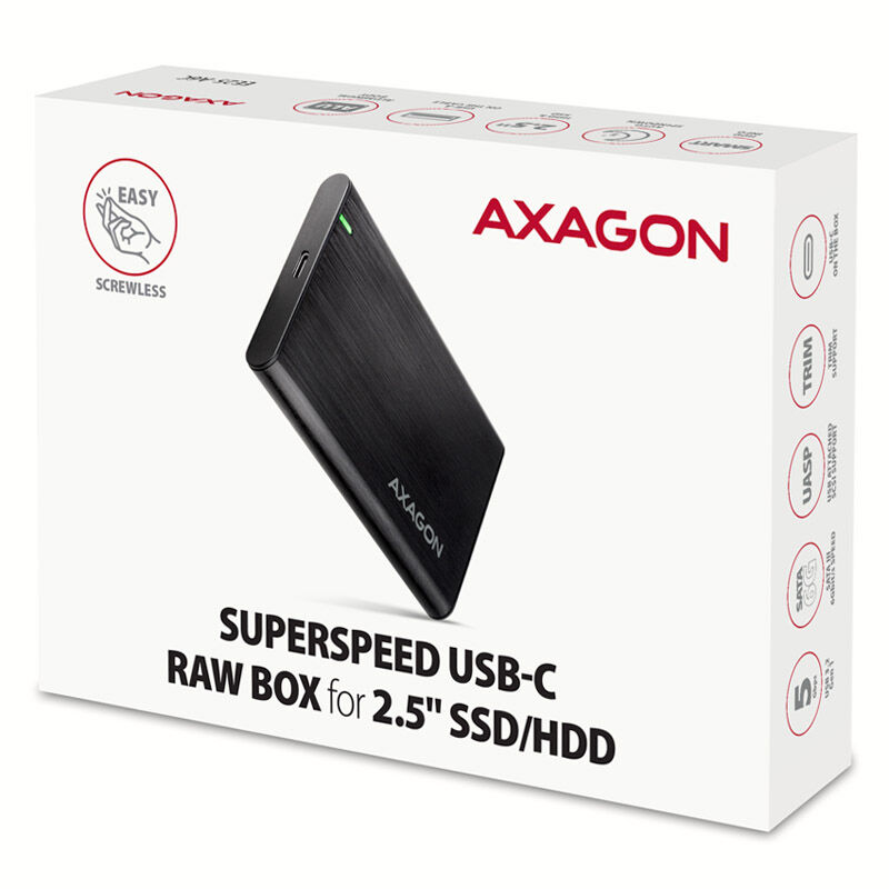 AXAGON EE25-A6C USB-C 3.2 - SATA 6G 2.5inch external hard drive enclosure - black