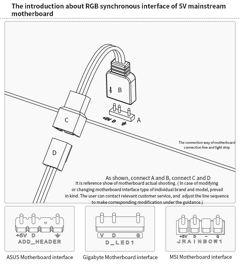 Barrow 5v 3Pin aRGB Aurora Motherboard Controller Cable