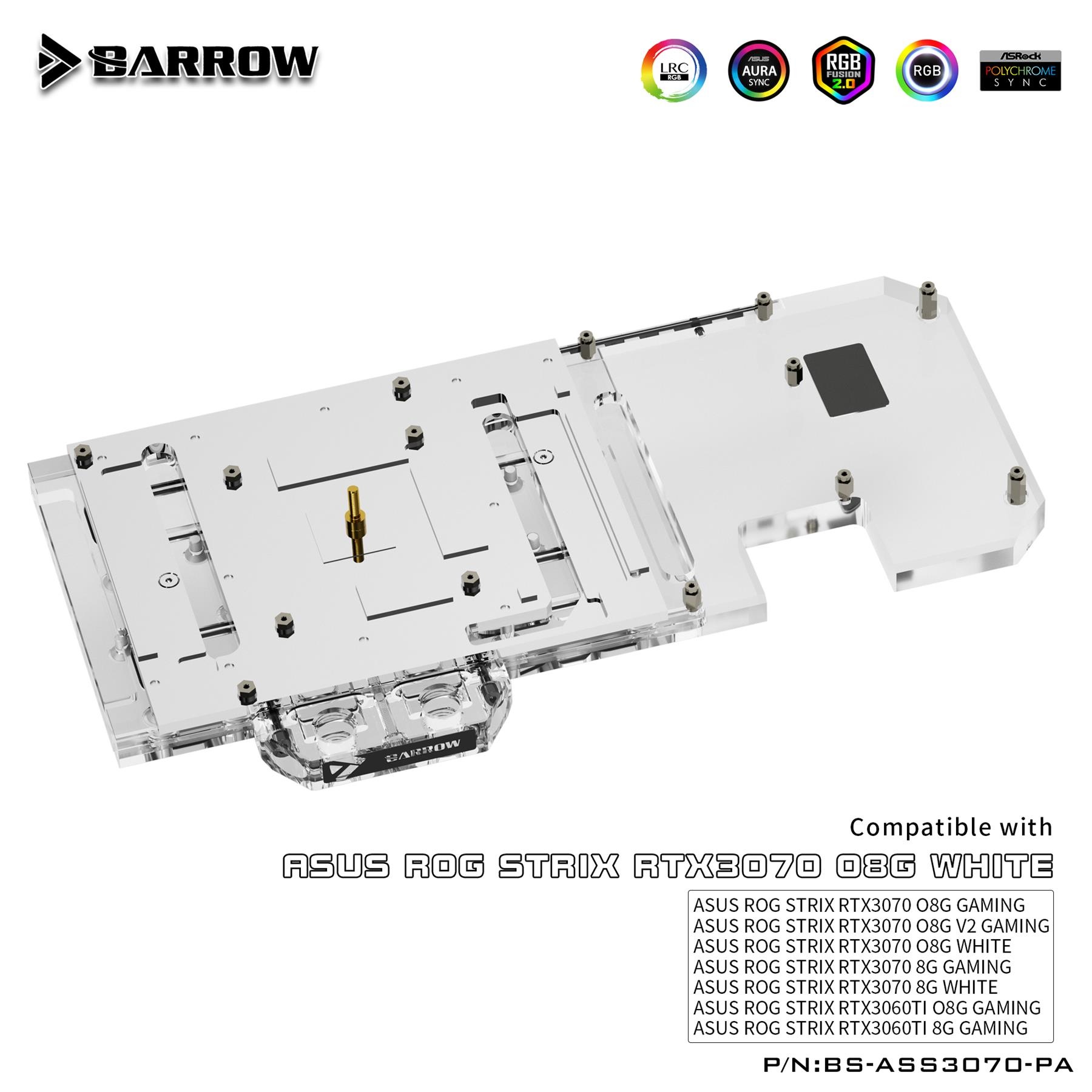 Barrow ASUS RTX 3070/3060Ti 08G, ROG STRIX Gaming LRC 2.0 RGB Graphics Card Waterblock