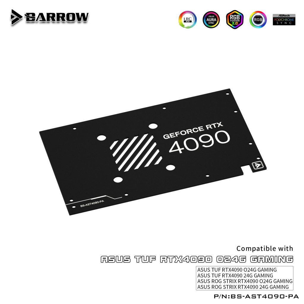 Barrow ASUS TUF / STRIX 4090 Aurora, LRC 2.0 RGB Graphics Card Waterblock + Backplate