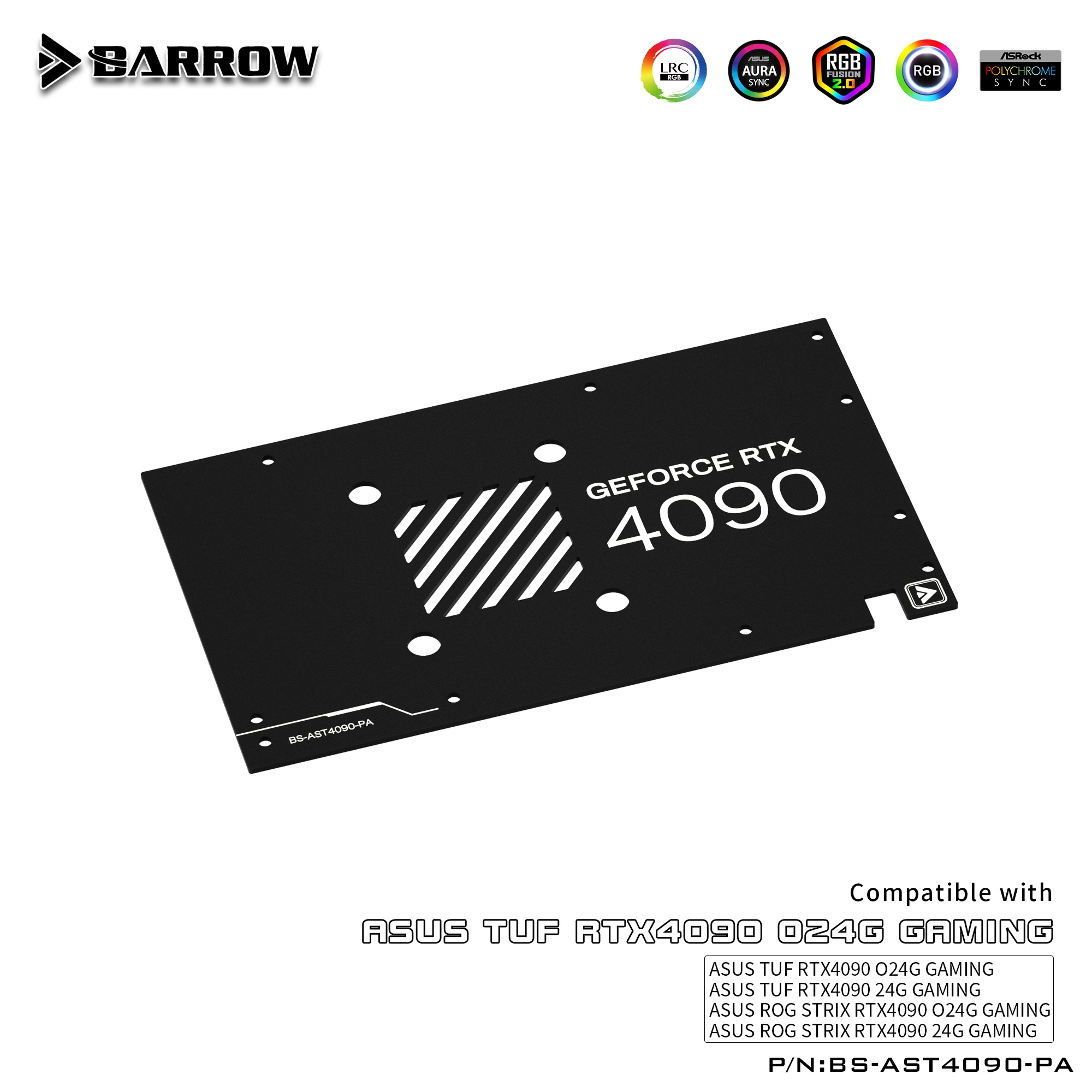 Barrow ASUS TUF / STRIX 4090 Aurora, LRC 2.0 RGB Graphics Card Waterblock + Backplate