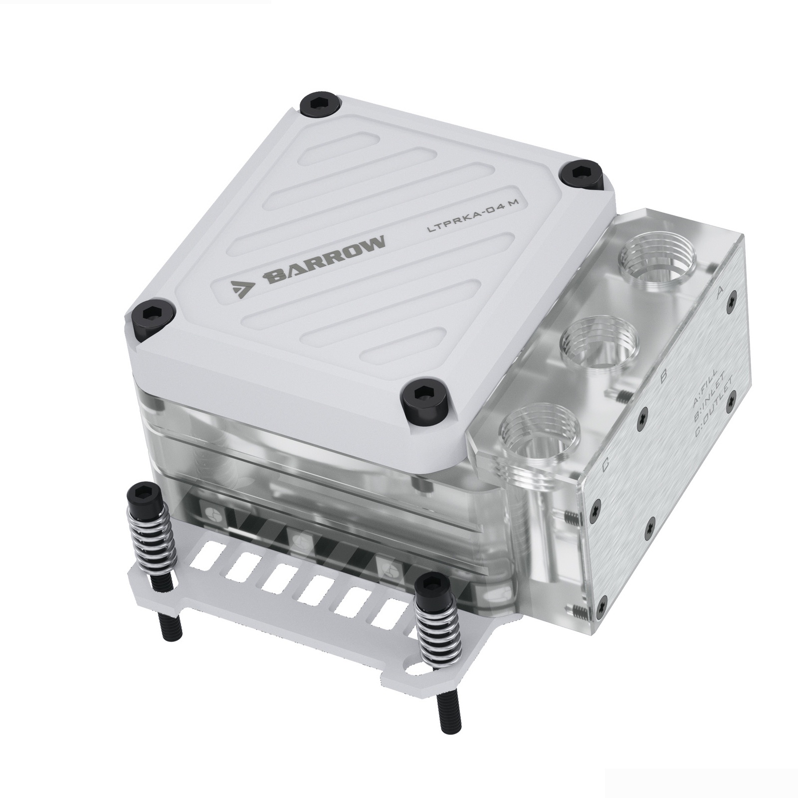 Barrow CPU Waterblock with Integrated 10W PWM Pump (White) - AMD AM4, AM5