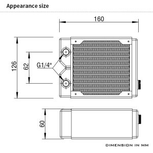 Barrow Dabel-60D Series 120mm (1x120) Thick Copper Radiator - Black : image 2