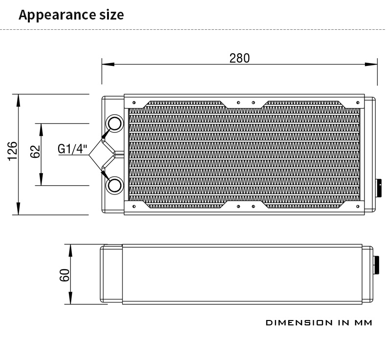 Barrow Dabel-60D Series 240mm (2x120) Thick Copper Radiator - Black