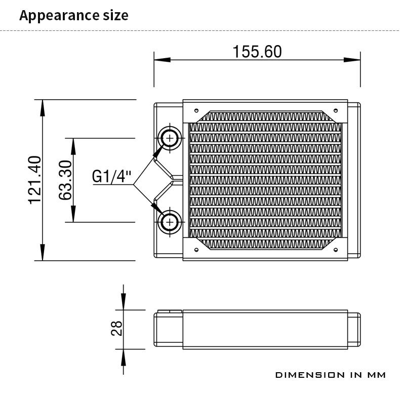 Barrow Dabel-A Series 120mm (1x120) Slim Line Copper Radiator - White
