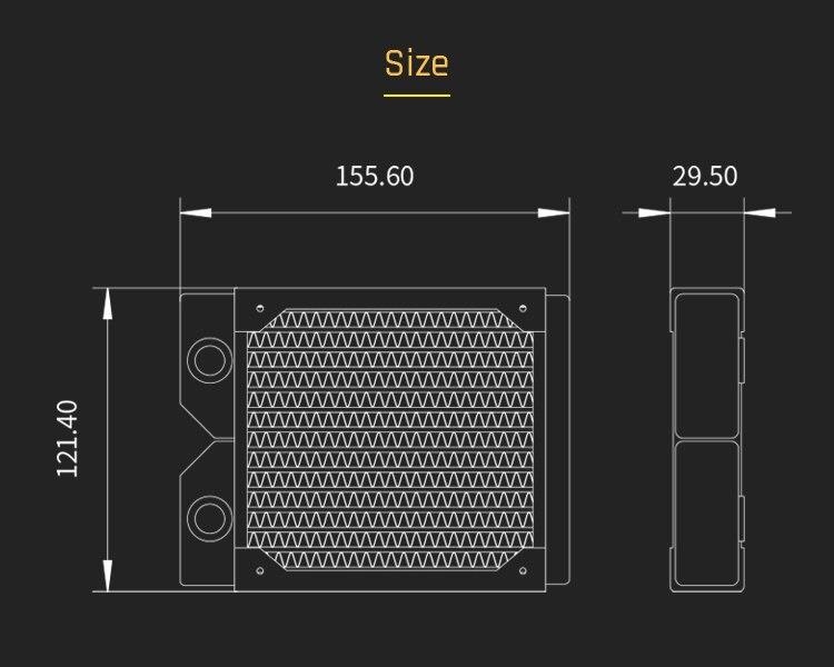 Barrow Dabel-B Series 120mm (1x120) Slim Line Copper Radiator - Black