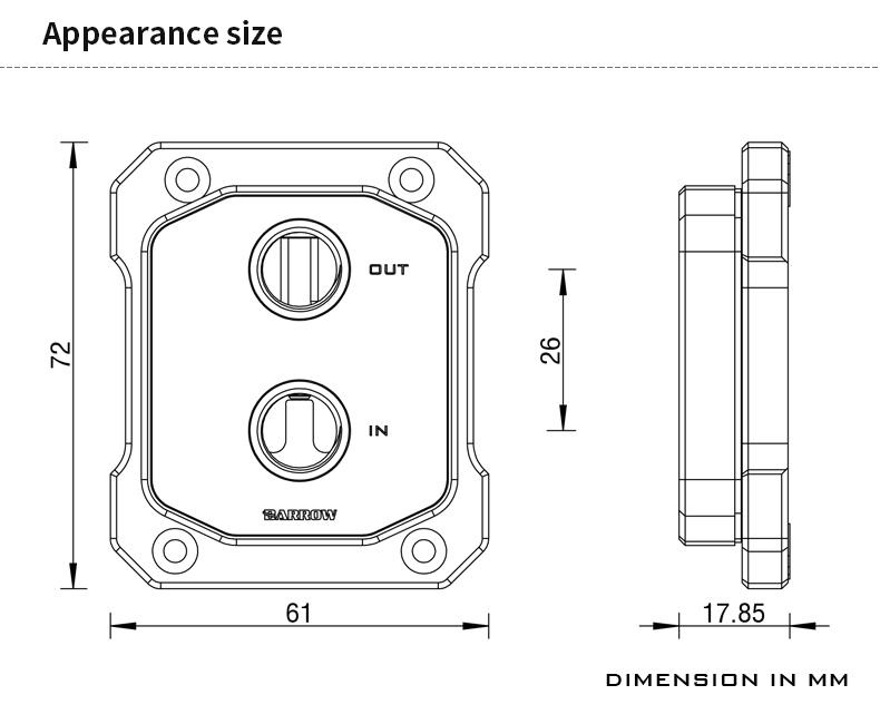 Barrow Direct-Die 12th / 13th Gen CPU Waterblock - Black - B-Grade