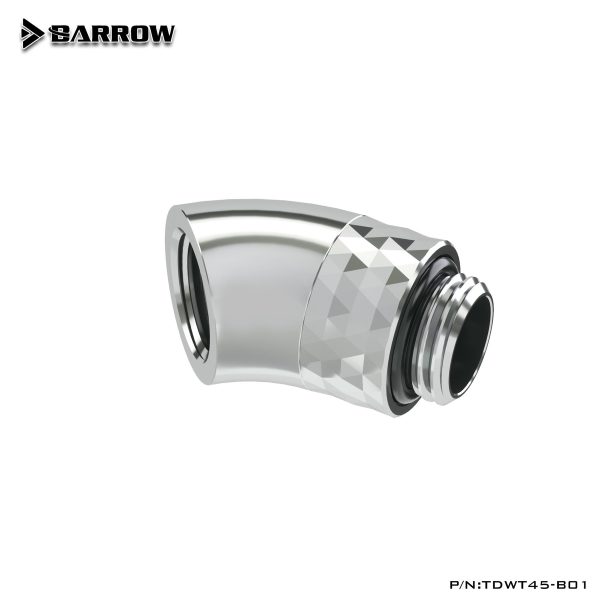 Barrow G1/4 Dazzle Series Male Rotary to 45 Degree Female Angle – Shiny Silver