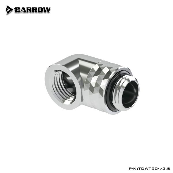 Barrow G1/4 Dazzle Series Male Rotary to 90 Degree Female Angle – Shiny Silver