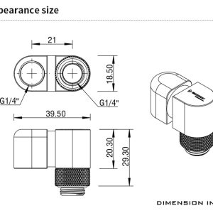 Barrow G1/4 Male Rotary to 360 degree Rotary 90 Female Angle - Silver : image 4