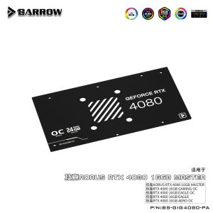 Barrow Gigabyte AORUS 4080 Aurora , LRC 2.0 RGB Graphics Card Waterblock + Backplate